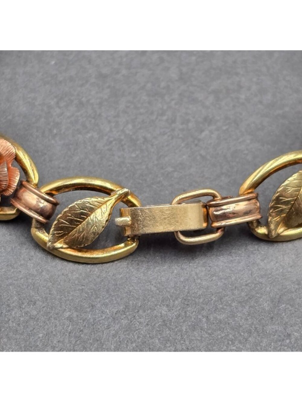 Vintage Krementz Rose Yellow Gold Filled Floral Link Statement Bracelet 7" - Picture 6 of 12